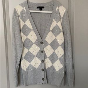 Gray & White Argyle Sequined Cardigan 🍌 Republic
